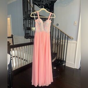 Tony Bowls Le Gala beaded pink chiffon evening gown 2